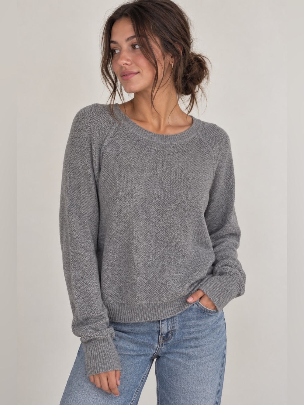 Madewell heather grey cross back sweater in Extra Small